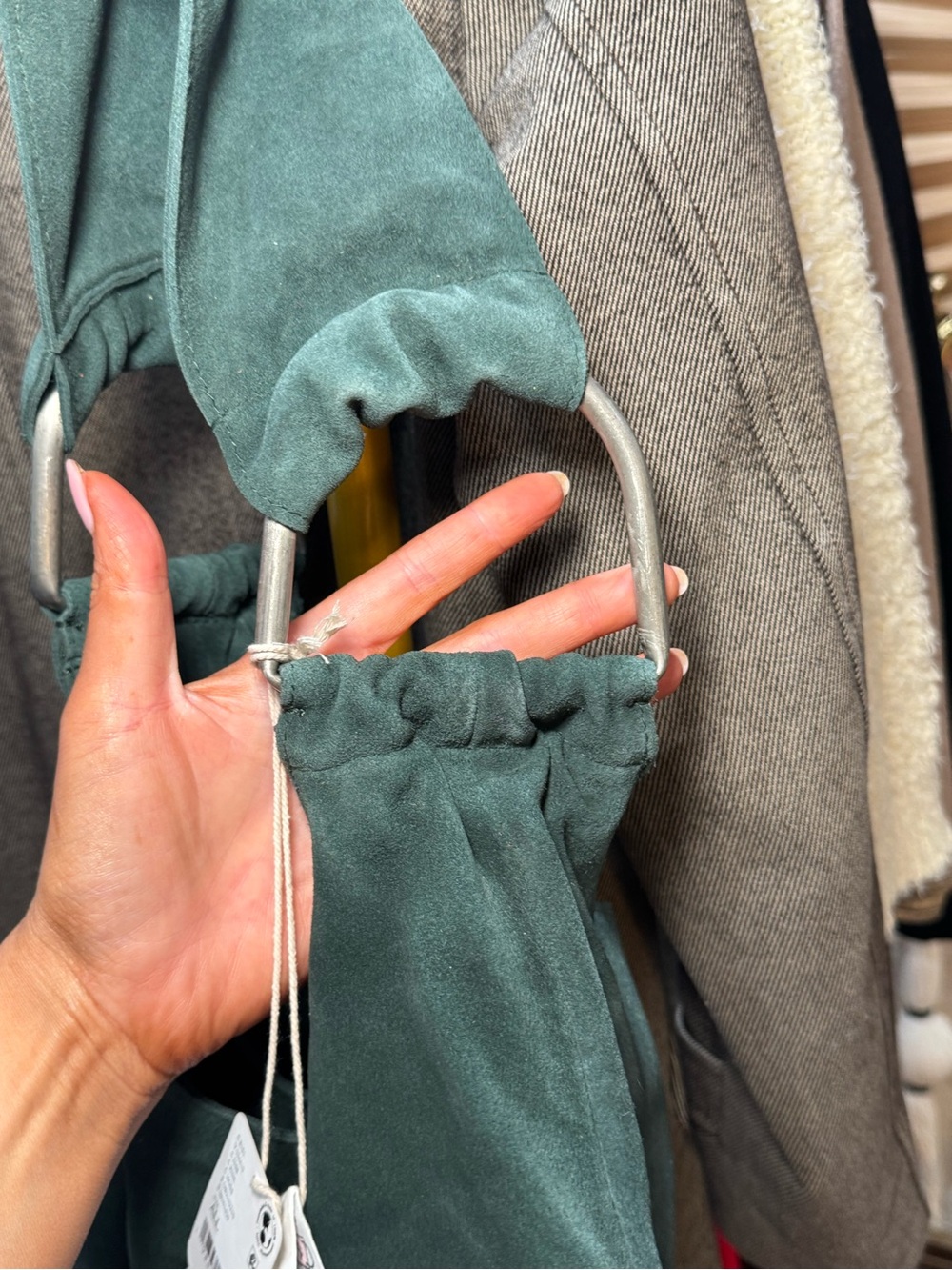🌲 Free People Bobbi Slouch Suede Tote Hobo Bag in SOLD OUT Color 🌲 PINE - Picture 5 of 10